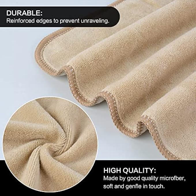 Sinland MICROFIBER FACIAL CLOTHS FAST DRYING WASHCLOTH 12INCH X 12INCH (6PACK, CREAM) - Image 2